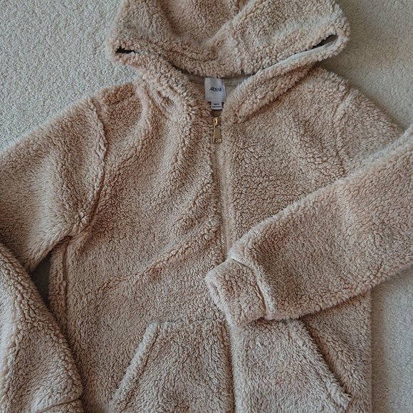 Fuzzy Zippered Teddy Hoodie - Picture 1 of 8